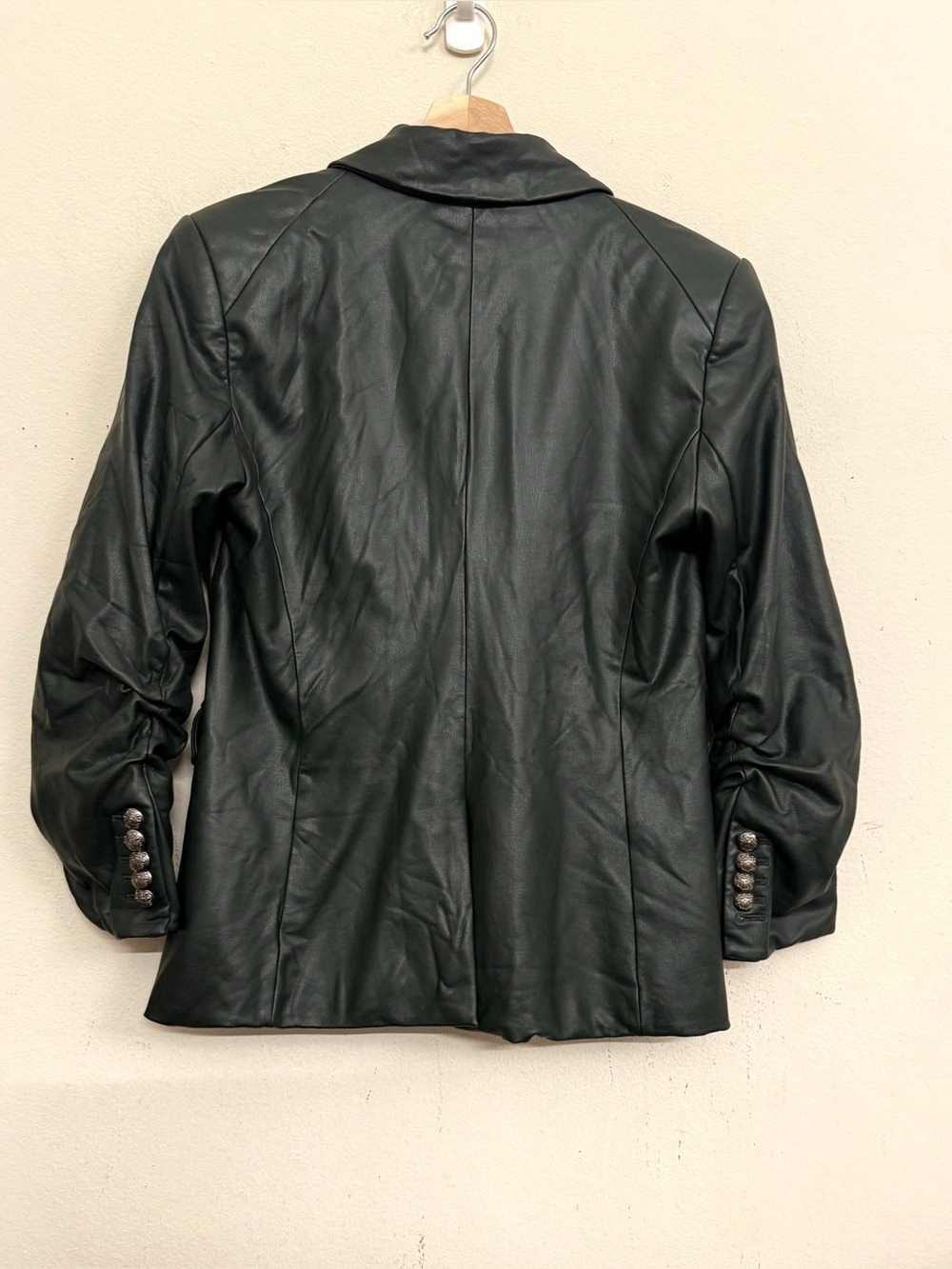 Veronica Beard Hollis Dickey Faux Leather Blazer | Forest Green Size 8 - Picture 8 of 14